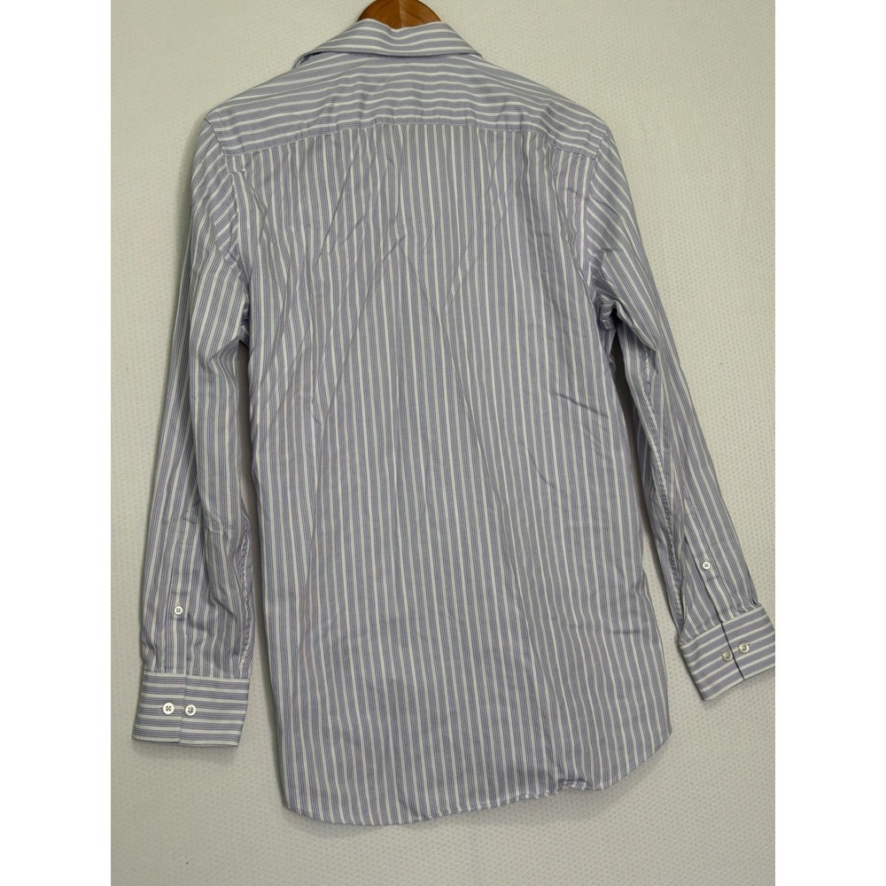Marc‎ Anthony Slim Fit Striped Button Down Dress Shirt Blue Purple 15.5 32/33 - Picture 6 of 11